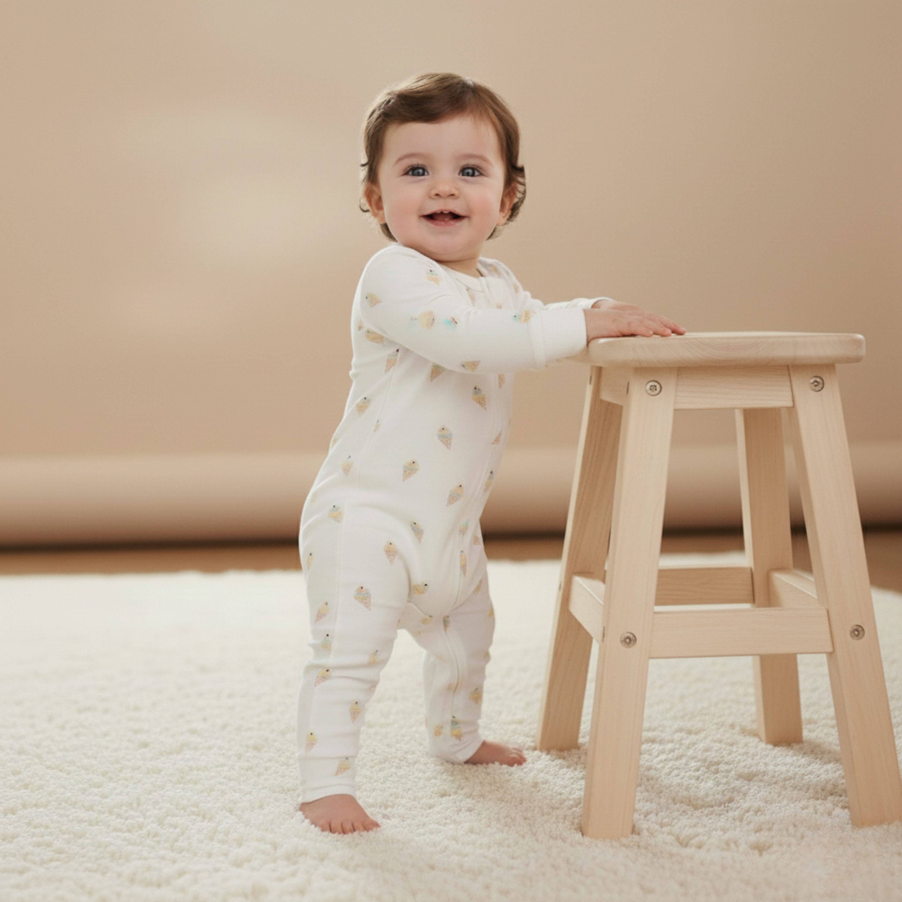 Organic 2-Way Zip Romper - Ice Cream - Aaria Tees Aaria Tees