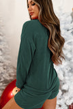 Black Corded MERRY Graphic Long Sleeve Top and Shorts Set - Aaria Tees Aaria Tees