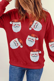 Fiery Red Santa Claus Sequin Graphic Sweatshirt - Aaria Tees Aaria Tees