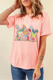 Pink Cute Doddle Bunny Easter Fashion Graphic Tee Aaria Tees
