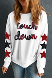Beige Sequined Touch Down Graphic Star Drop Shoulder Sweatshirt - Aaria Tees Aaria Tees