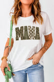 White MAMA Mixed Pattern Lettering T Shirt Aaria Tees