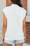 White Patriotic Slogan America Flag Print Mock Neck Tee Aaria Tees