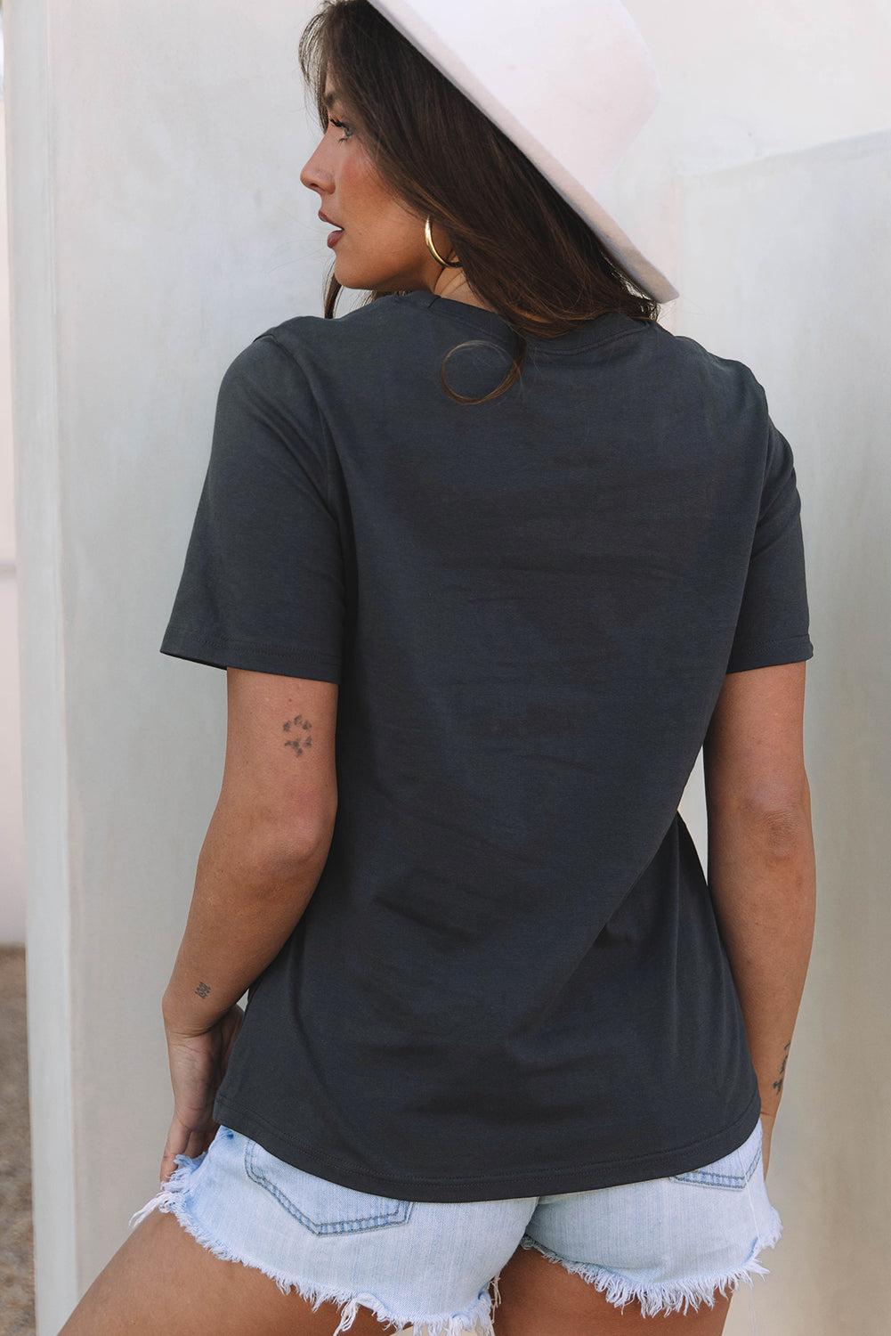 Dark Grey RISE WITH THE SUN Western Fashion Graphic Tee - Aaria Tees Aaria Tees