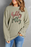 Green Sequined holly jolly Graphic Corded Sweatshirt Aaria Tees