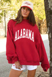 Racing Red ALABAMA/ AL Double Side Printed High Neck Reversible Baggy Sweatshirt - Aaria Tees Aaria Tees