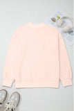 Apricot Pink Bow Knot Duck Faux Patchwork Printed Mock Neck Sweatshirt Aaria Tees