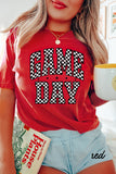 Red Checkered Game Day Graphic T Shirt Aaria Tees