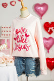 Light Pink love like Jesus Valentines Day Mock Neck Sweatshirt - Aaria Tees Aaria Tees