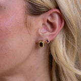 Clementine Ruby Bezel Studs Aaria Tees