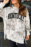 Gray KENTUCKY Raw Seam Detail Leafy Camouflage Baggy Sweatshirt - Aaria Tees Aaria Tees