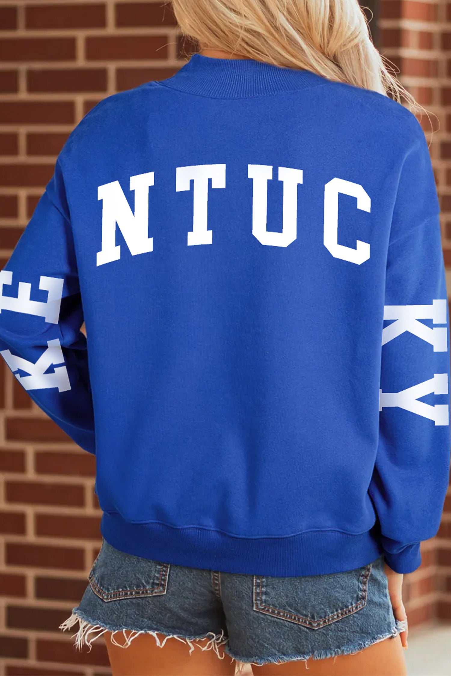 Dark Blue KY KENTUCKY Printed Mock Neck Sweatshirt - Aaria Tees Aaria Tees