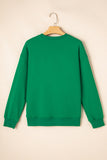 Dark Green LUCKY Clover Letter Printed Loose Pullover Sweatshirt Aaria Tees