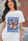 White Rugby Bowknot GAME DAY Graphic Tee Aaria Tees