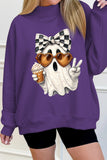 Tillandsia Purple Cute Ghost Print Pullover Mock Neck Sweatshirt Aaria Tees