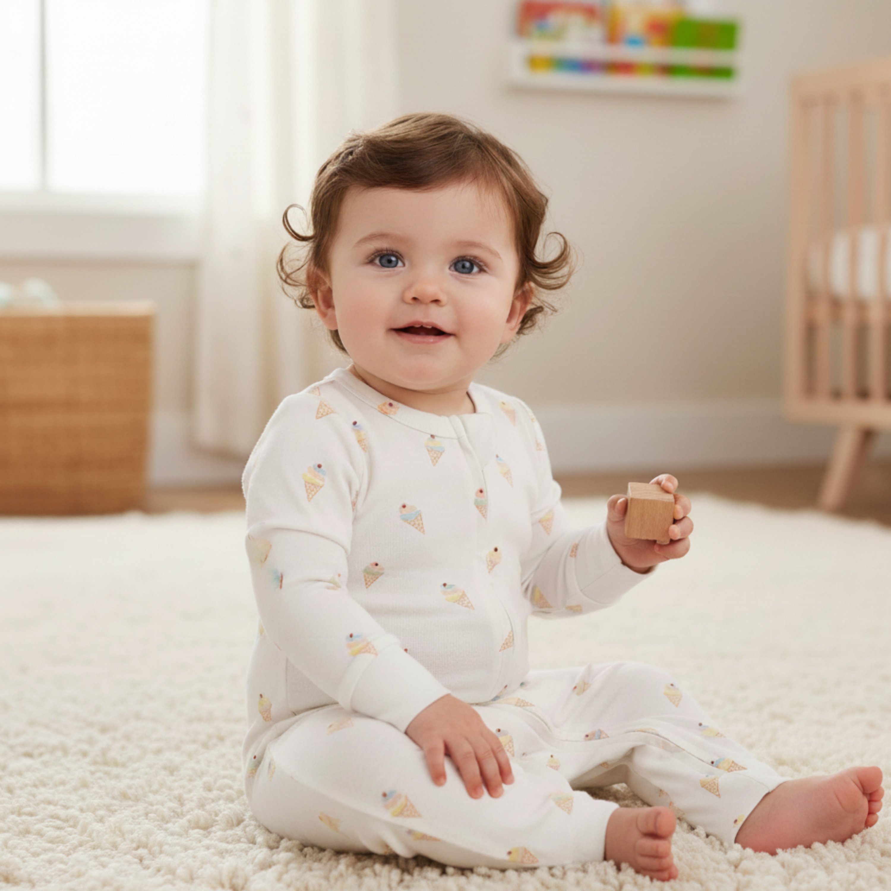 Organic 2-Way Zip Romper - Ice Cream - Aaria Tees Aaria Tees