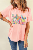 Pink Cute Doddle Bunny Easter Fashion Graphic Tee Aaria Tees