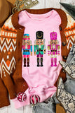 Pink Cute Nutcracker Printed Drop Shoulder Christmas Sweatshirt - Aaria Tees Aaria Tees