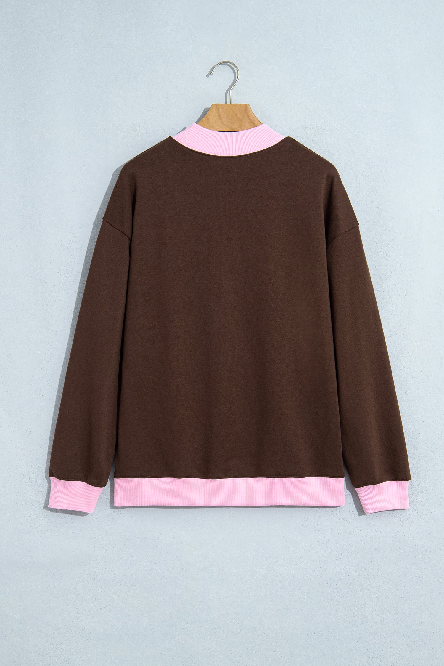 Pink Polka Dot Letter Graphic Colorblock Tunic Sweatshirt - Aaria Tees Aaria Tees