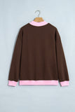 Pink Polka Dot Letter Graphic Colorblock Tunic Sweatshirt - Aaria Tees Aaria Tees