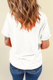 White Sequin Lucky Clover Graphic Crewneck Tee Aaria Tees