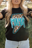 Black Western MAMA Leopard Lightning Graphic Tee - Aaria Tees Aaria Tees