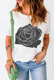 Rose Graphic Round Neck Short Sleeve T-Shirt - Aaria Tees Aaria Tees