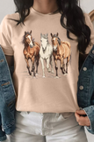 Khaki Gallant Horses Printed Casual T Shirt Aaria Tees