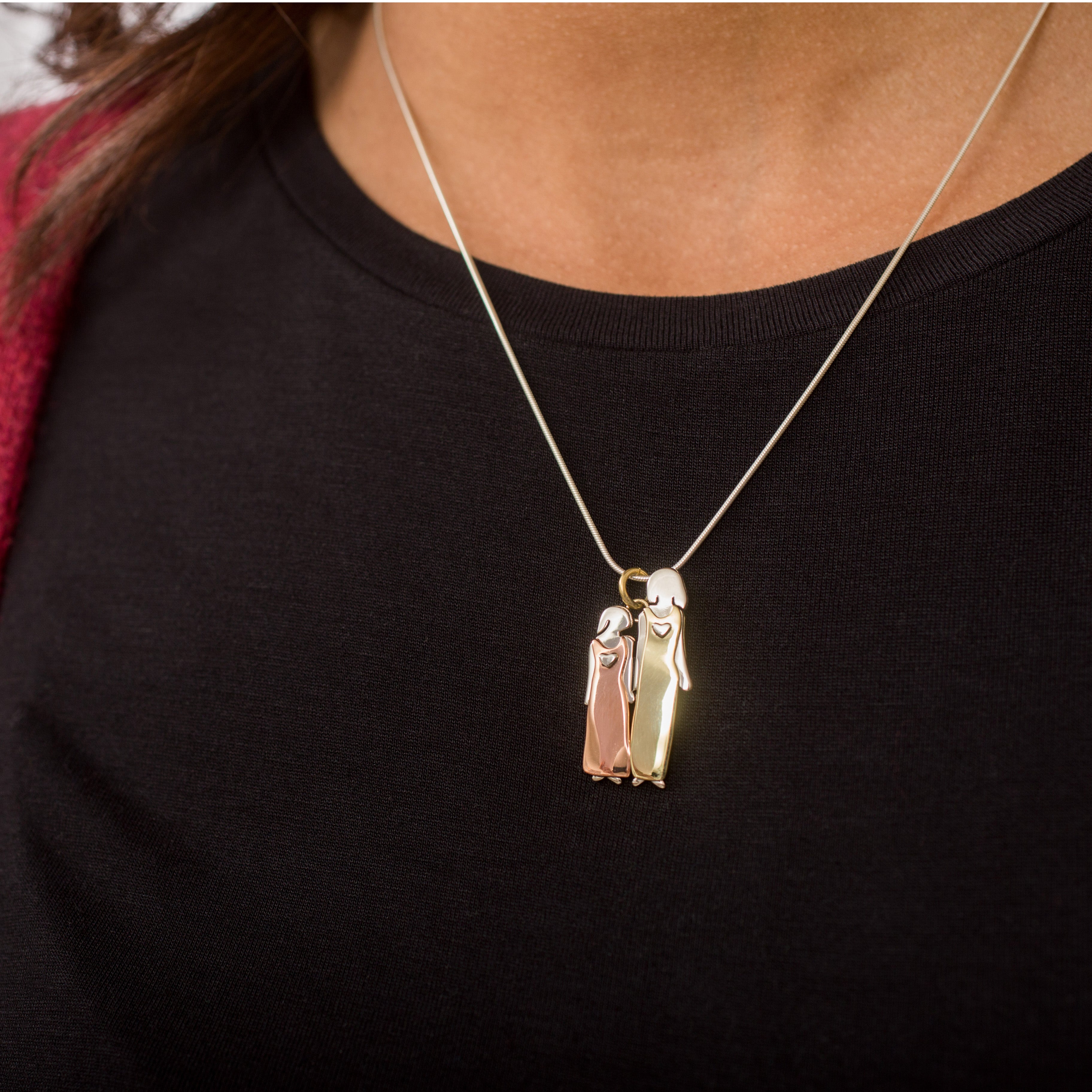 Mother & Daughter Mixed Metals Necklace - Aaria Tees Aaria Tees