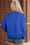 Dark Blue Baseball Large Bow Mock Neck Sweatshirt Aaria Tees