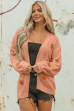 White Pumpkin Print Open Front Drop Shoulder Midi Cardigan - Aaria Tees Aaria Tees