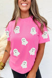 Black Sequin Halloween Ghost Patched Casual T Shirt Aaria Tees