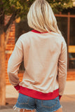 White GAME DAY Letter Graphic Varsity Striped Detail Baggy Sweatshirt Aaria Tees