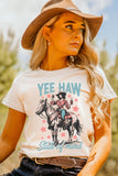 White YEE HAW State of mind Cowgirl Graphic Western Fashion Tee Aaria Tees