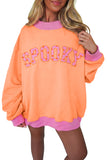 Grapefruit Orange Polka Dot Letter Graphic Colorblock Tunic Sweatshirt Aaria Tees