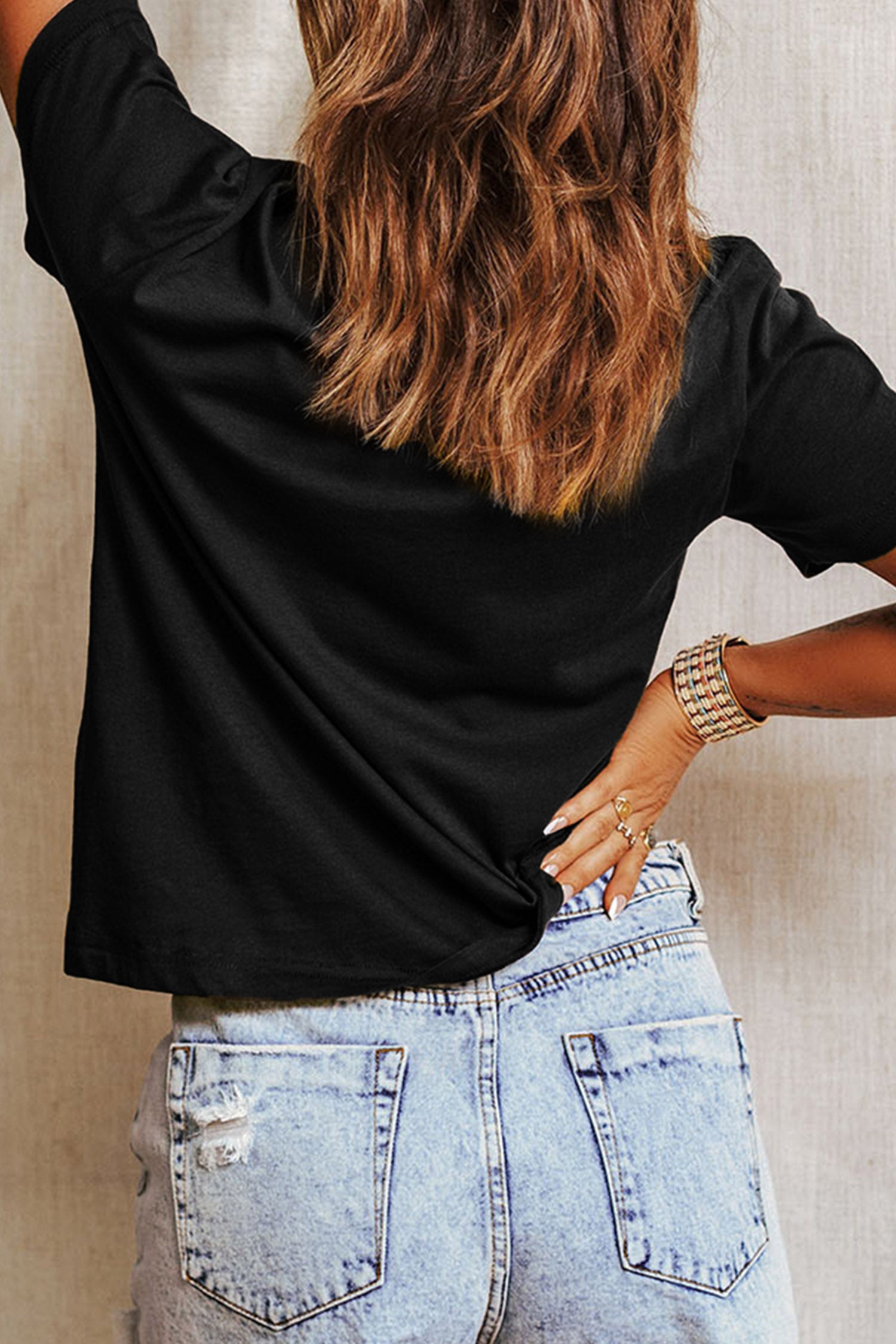 Black Mixed Pattern Cactus Graphic Print Relaxed T-Shirt - Aaria Tees Aaria Tees