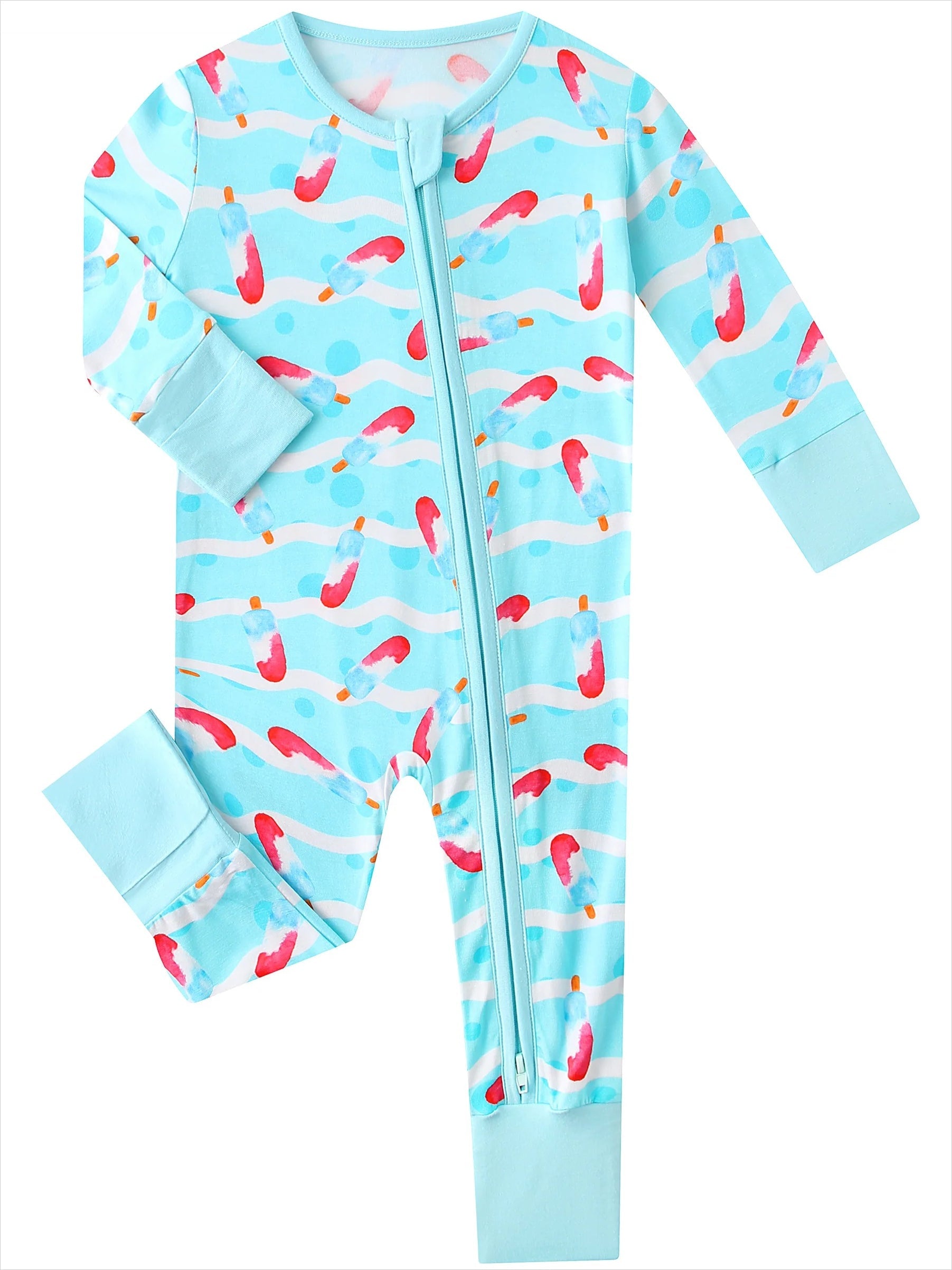 PoshTOT Ice Cream Bamboo Baby Convertible Zippy Romper - Aaria Tees Aaria Tees