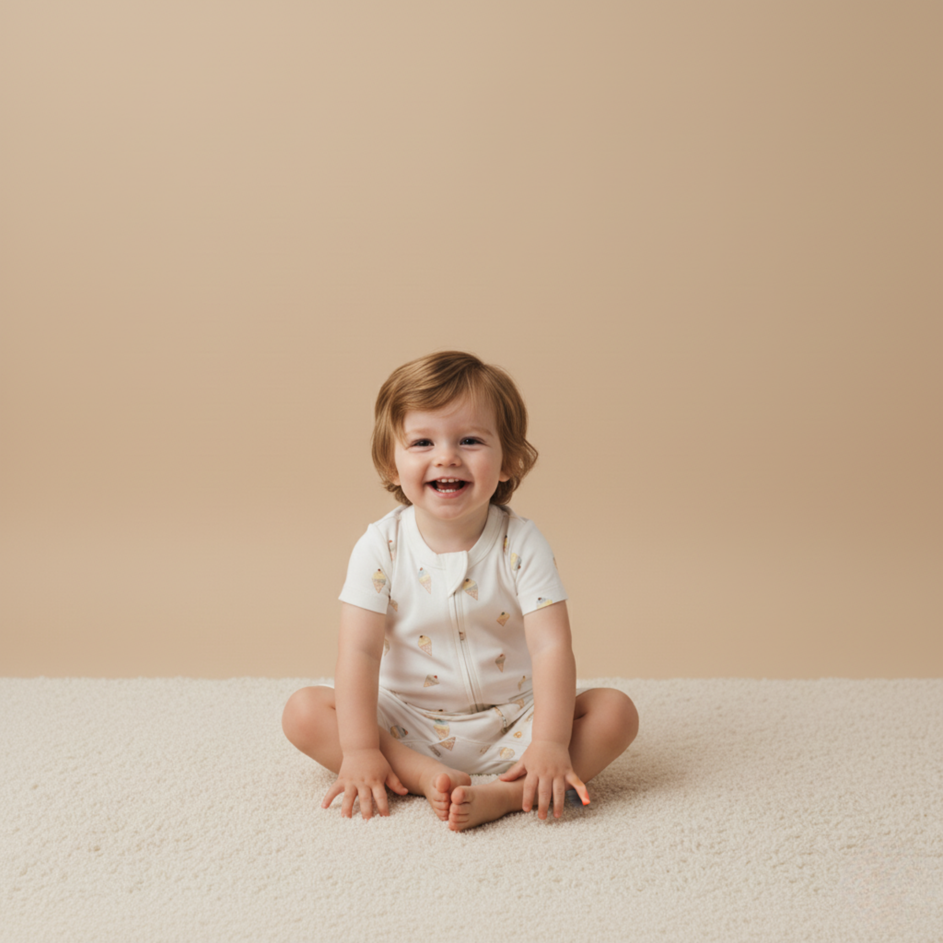 Organic Short Zip Romper - Ice Cream - Aaria Tees Aaria Tees