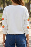 White Glitter Chenille Pumpkin Patch Graphic Long Sleeve Top - Aaria Tees Aaria Tees