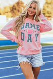 Pink Rugby Football GAME DAY Graphic Drop Shoulder Sweatshirt - Aaria Tees Aaria Tees