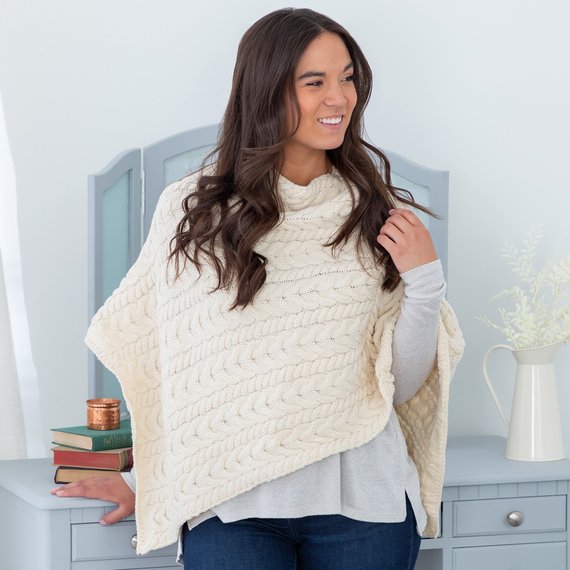Irish Aran Wool Poncho - Aaria Tees Aaria Tees