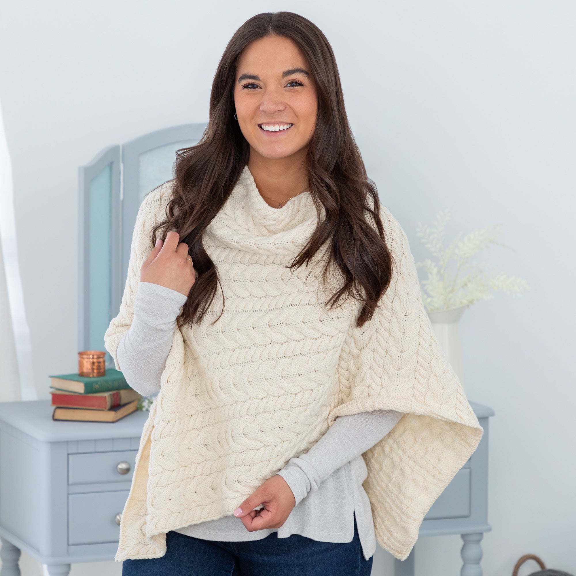 Irish Aran Wool Poncho - Aaria Tees Aaria Tees
