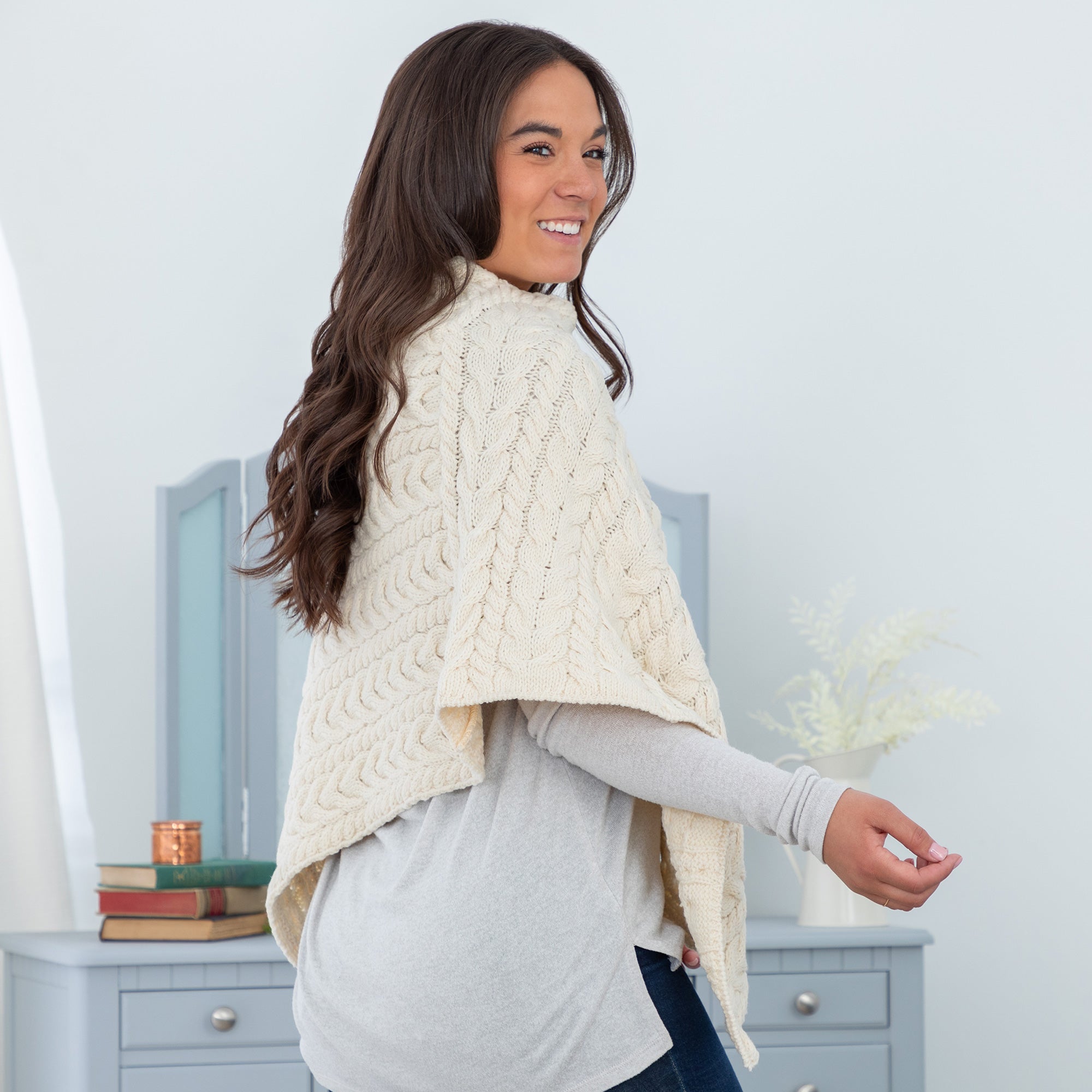 Irish Aran Wool Poncho - Aaria Tees Aaria Tees