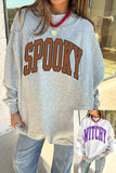 Light Grey Halloween Slogan Print Mock Neck Reversible Sweatshirt Aaria Tees