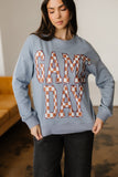 Sleet GAME DAY Checkered Letter Graphic Oversize Sweatshirt Aaria Tees