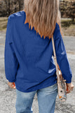 Dark Blue Rugby Game Day Embroidered Corduroy Sweatshirt - Aaria Tees Aaria Tees