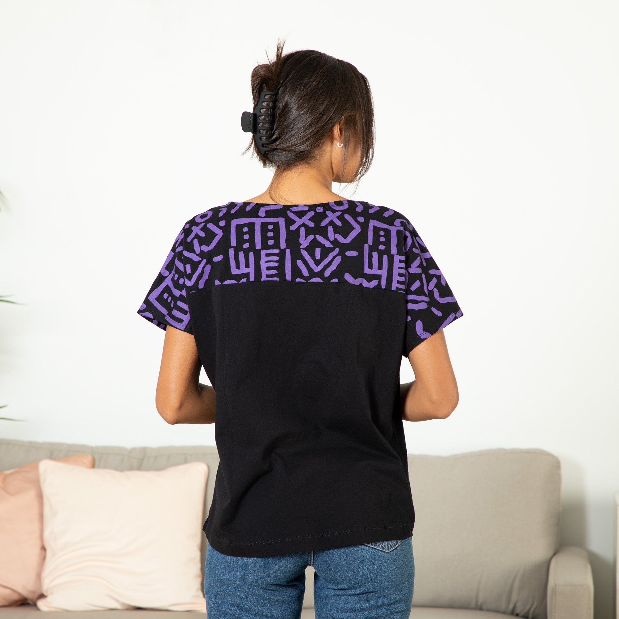 Textile Traditions Printed Plum Top - Aaria Tees Aaria Tees