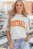 Light Grey GAME DAY/ FOOTBALL Double Side Printed Seam Detail Loose Tee - Aaria Tees Aaria Tees