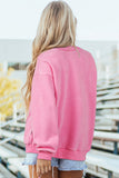Bright Pink LOVER Heart Script Reversible Print Mock Neck Sweatshirt - Aaria Tees Aaria Tees
