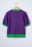 Tillandsia Purple Mardi Gras Tinsel Graphic Short Sleeve Sweater Aaria Tees